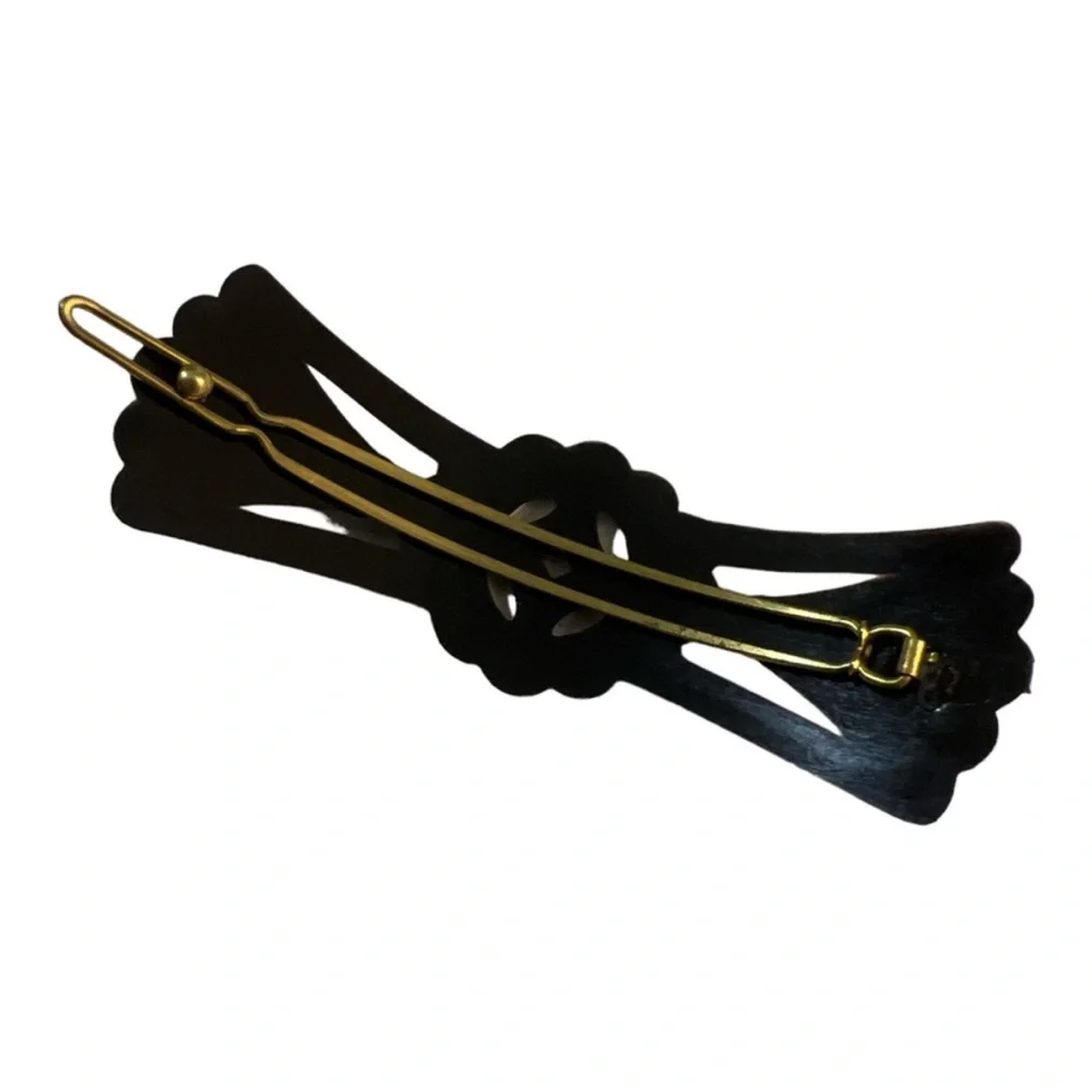 1960’s Vintage Black‎ French Hair Barrette, Curved French Hair Clip, Deadstock